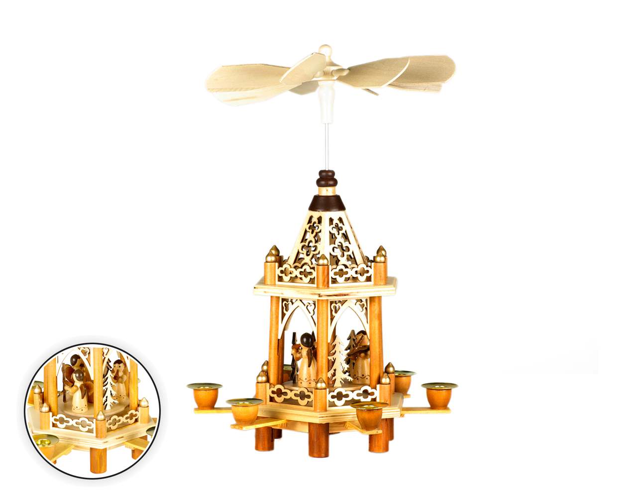 Filagree Wooden Pyramid with Angels