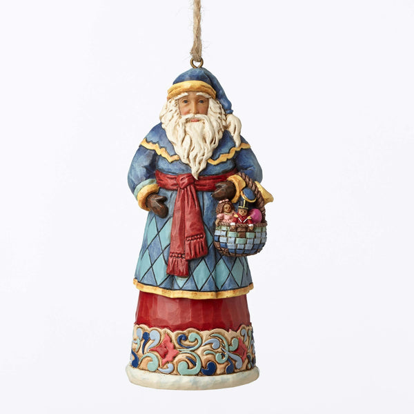 Santa with Basket Hanging Ornament