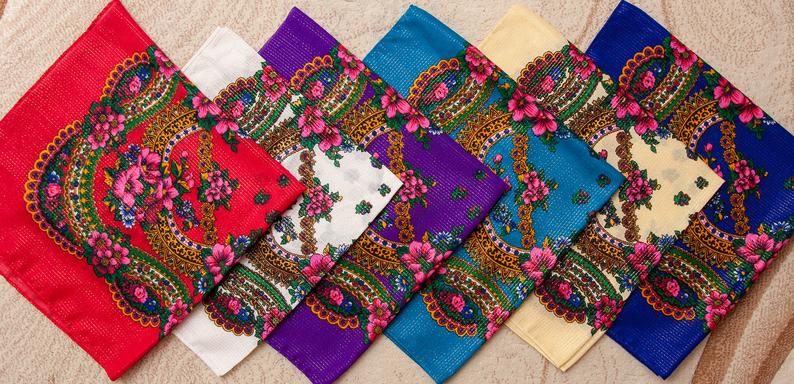 Gold Threaded Floral Head / Neck Kokum Scarf