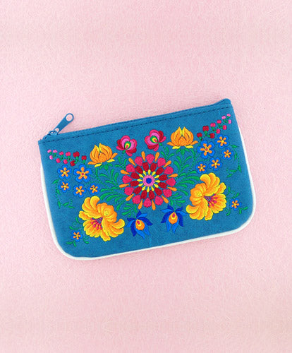 Embroidered Flower Small Pouch