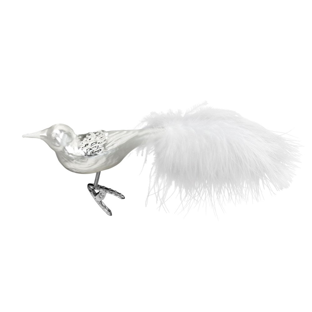 Silver Bird Glass Ornament
