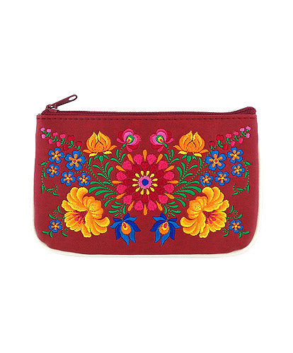 Embroidered Flower Small Pouch