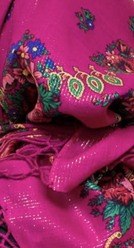 Gold Threaded Floral Head / Neck Kokum Scarf