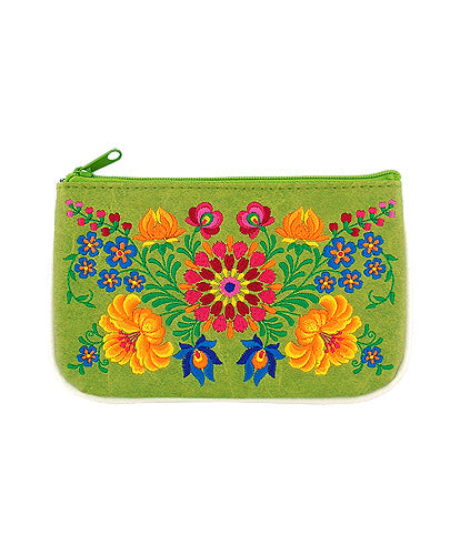 Embroidered Flower Small Pouch