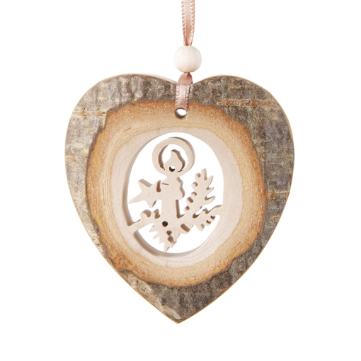 Heart Bark Ornament with Satin Ribbon