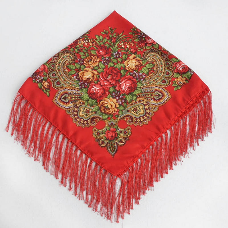 Large Floral Fringe Ukrainian Scarf/ Shawl