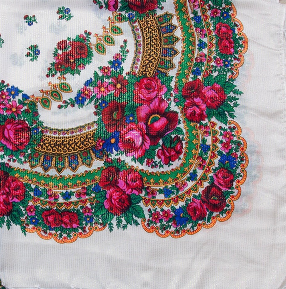 Gold Threaded Floral Head / Neck Kokum Scarf