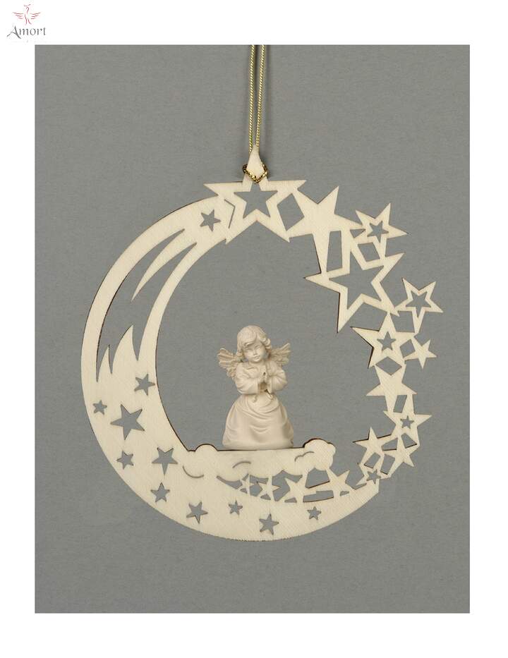 Moon with Carved Angel and Swarovski Crystals