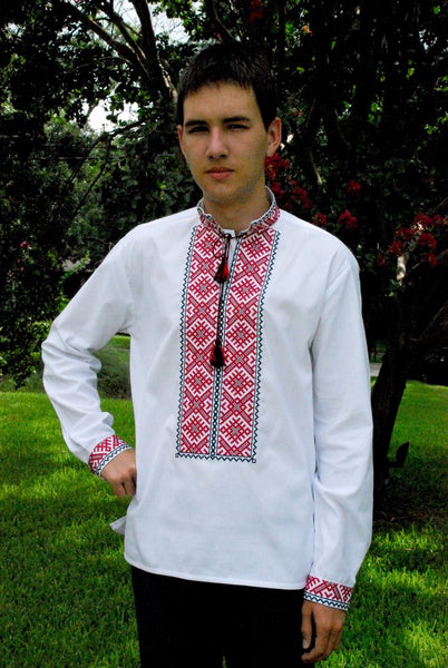 Men's  Vyshyvanka Red and Black Embroidered Shirt