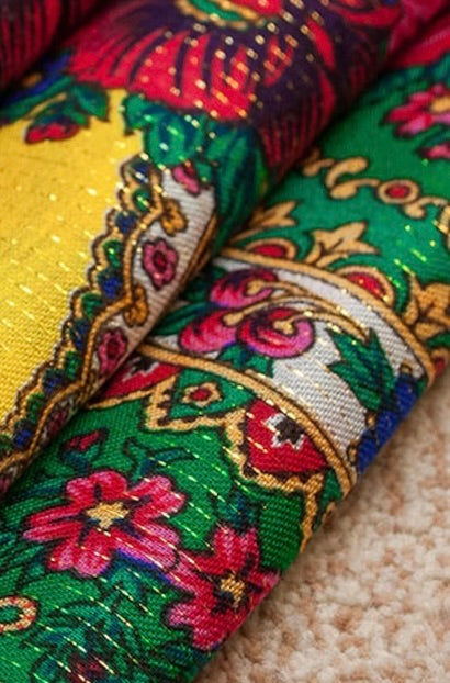 Gold Threaded Floral Head / Neck Kokum Scarf