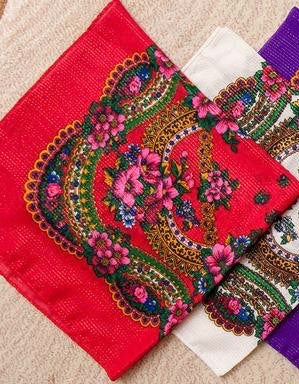 Gold Threaded Floral Head / Neck Kokum Scarf