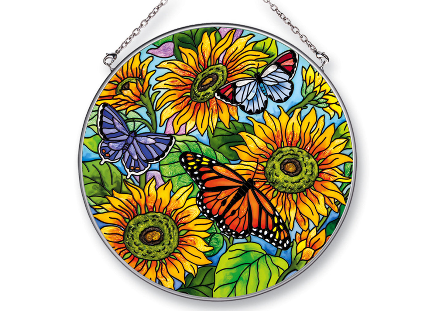 Large Circle Blazing Sunflowers Suncatcher