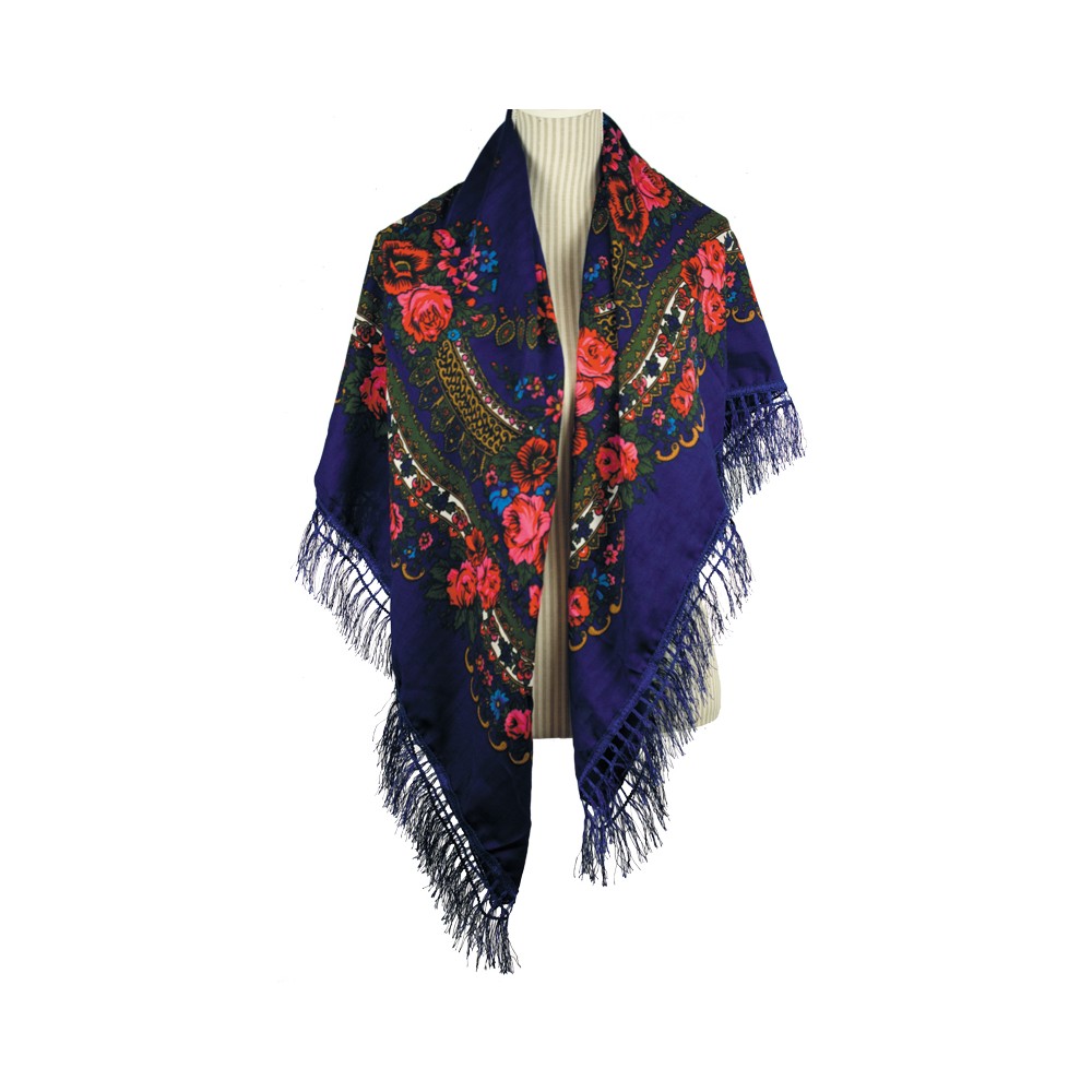 Large Floral Fringe Ukrainian Scarf/ Shawl