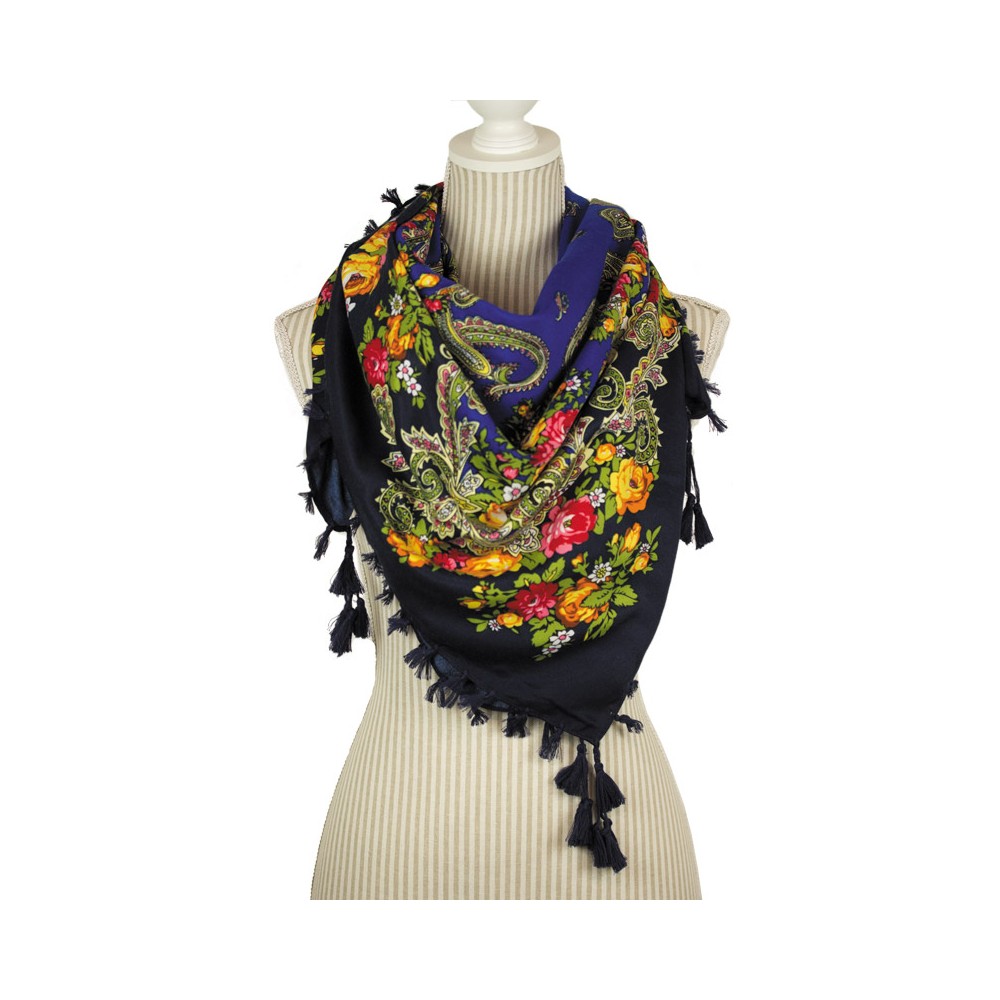 Large Floral Tassel Shawl