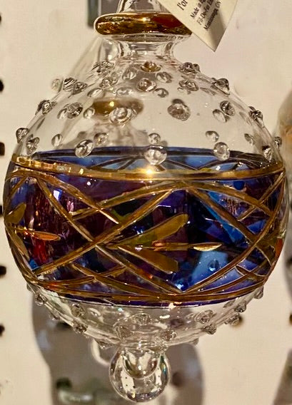 Egyptian glass Christmas tree ball with gold