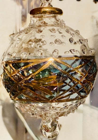 Egyptian glass Christmas tree ball with gold