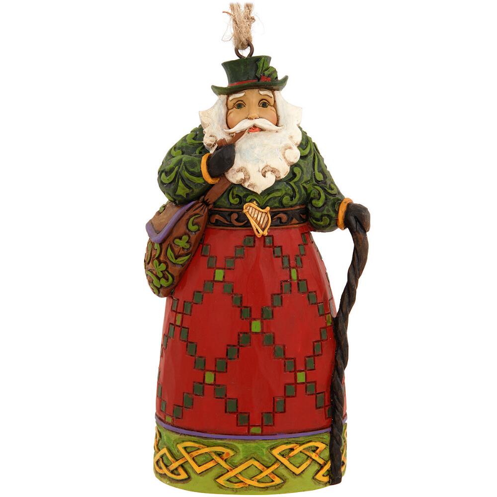 Irish Santa Hanging Ornament with cane