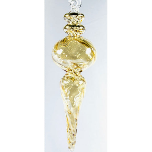 Yellow with gold crystal Christmas tree double point.