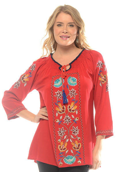 Red Embroidered blouse