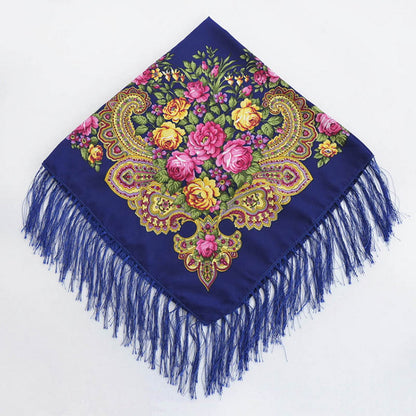 Large  Floral Fringe Ukrainian Scarf/ Shawl