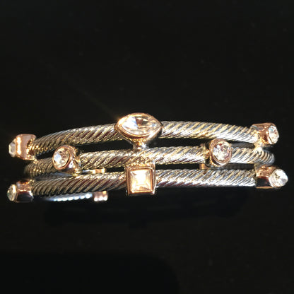 Two Tone Triple Stand Bracelet with Rose Gold