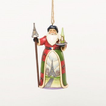 French Santa  Bonjour And Merry Christmas Hanging Ornament