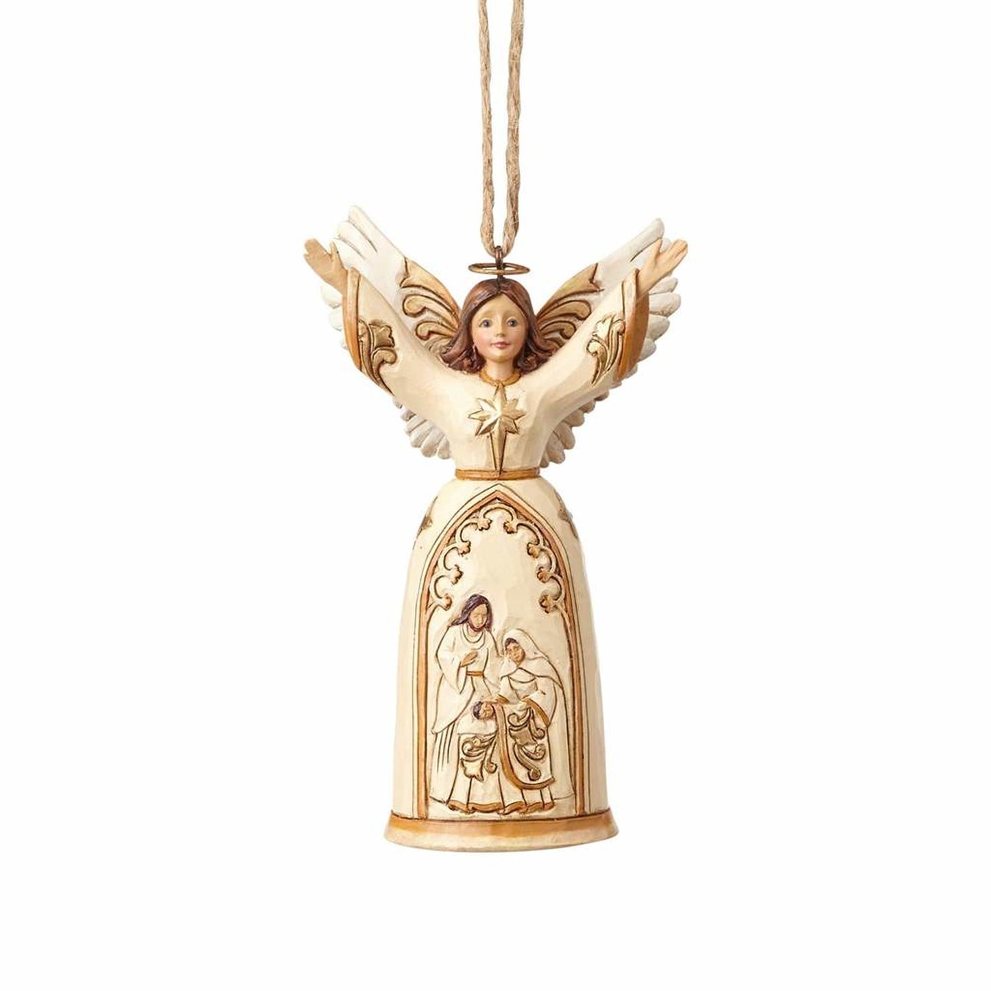 Ivory and Gold Nativity Angel Ornament