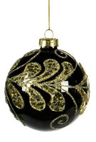 Black Glass and  Gold Leaf  Glass Ornament