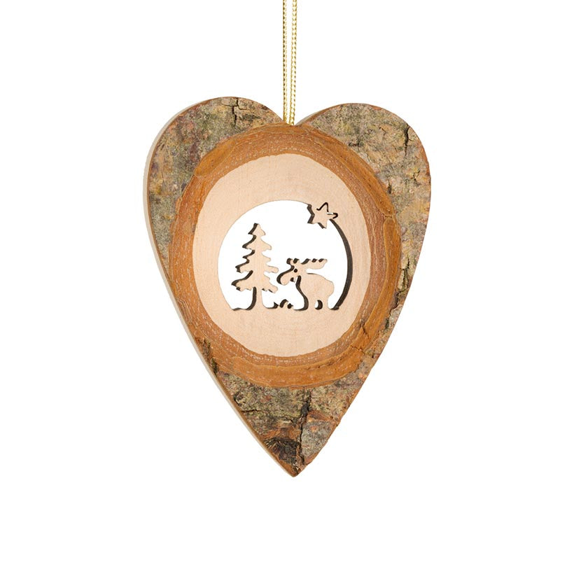 Bark ornaments, size 1, heart