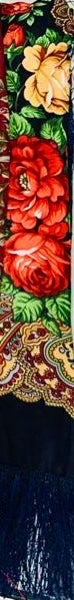 Large Floral  Ukrainian Scarf with Fringe