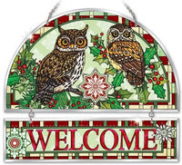 Christmas Owls Beveled  Panel Suncatchers