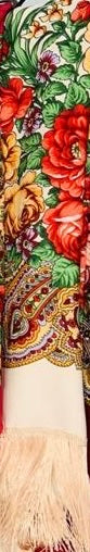 Large Floral  Ukrainian Scarf with Fringe