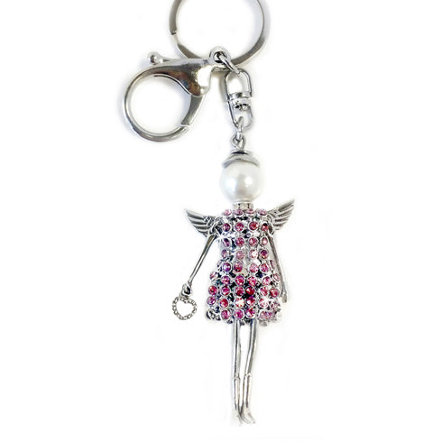 Guardian Angel Key Chain Holding A Rhinestone Star