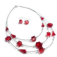 Jacqueline Kent Red Crystal Earring and Necklace Set