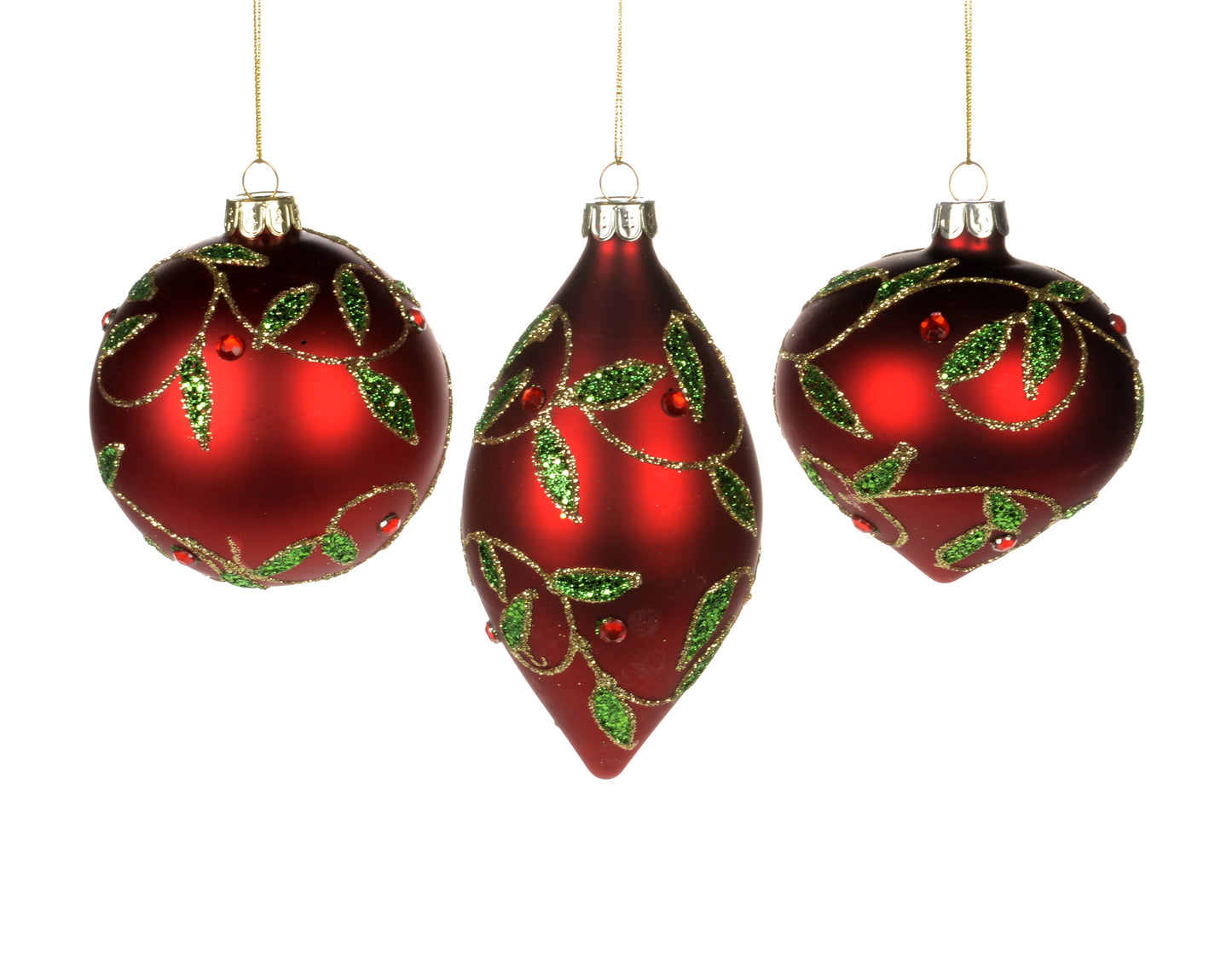 Red with  Green  Leaf  Ornament