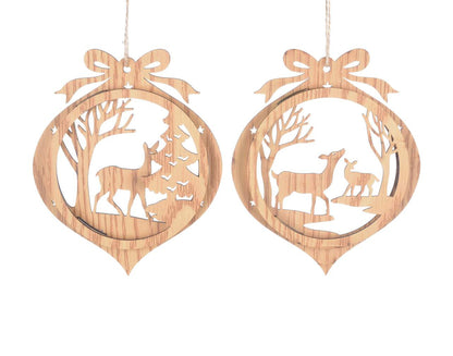 Natural Wood Onion Disc Ornament