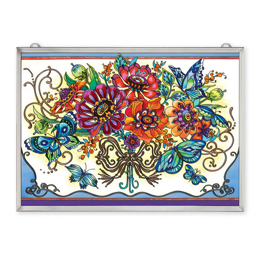 Frilly Floral Fantasy Rectangle Suncatcher Panel