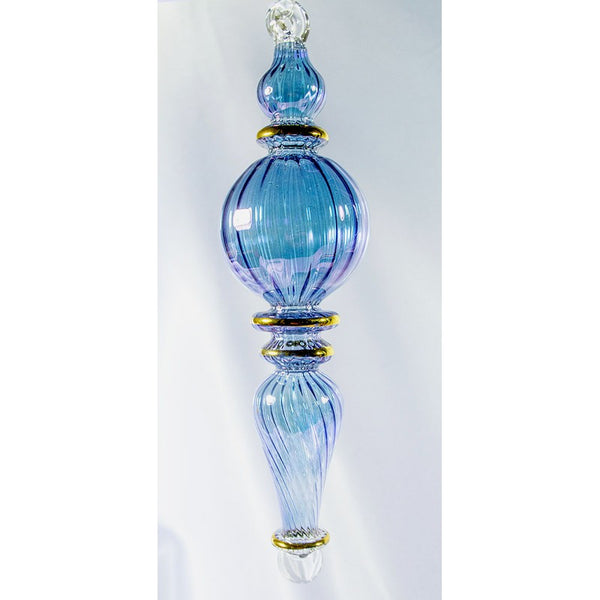 Blue with gold glass Christmas tree double point
