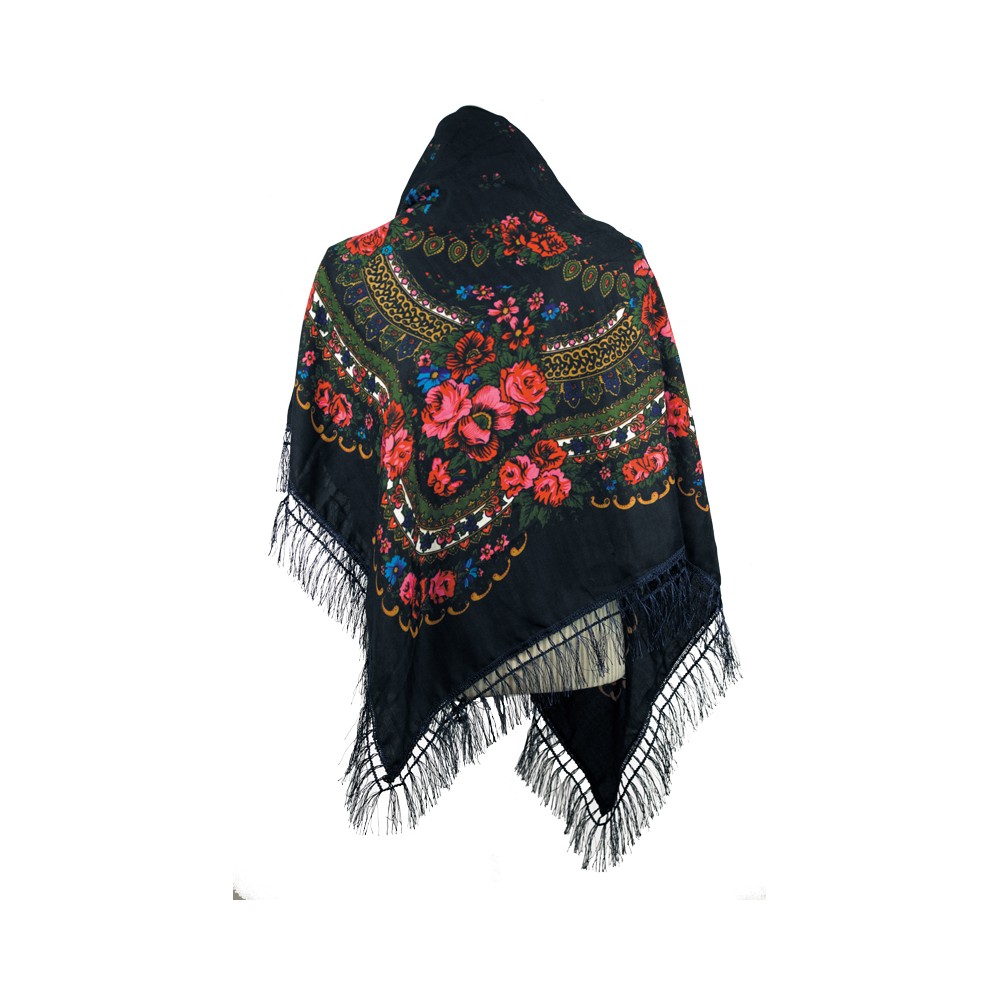 Large  Floral Fringe Ukrainian Scarf/ Shawl