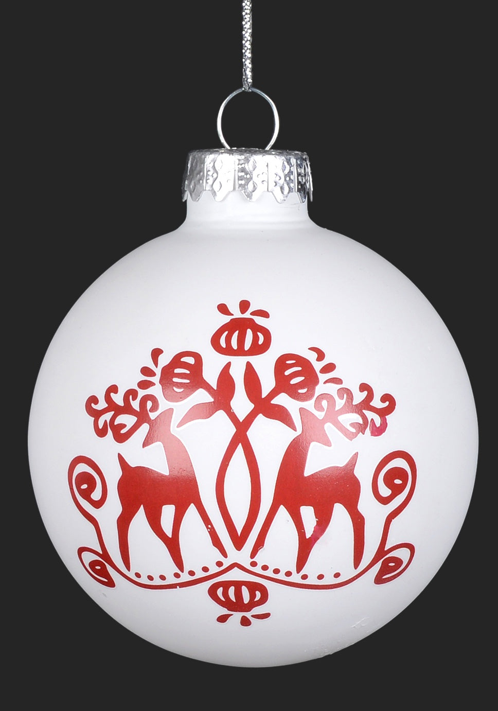 Red and White Glass Ball Ornament