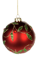 Red with  Green  Leaf  Ornament