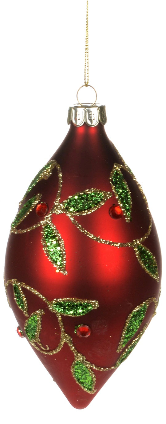 Red with  Green  Leaf  Ornament
