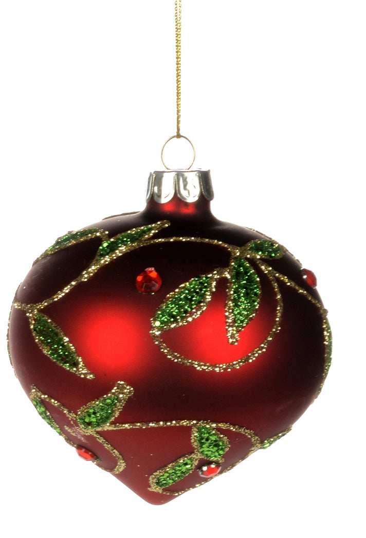 Red with  Green  Leaf  Ornament