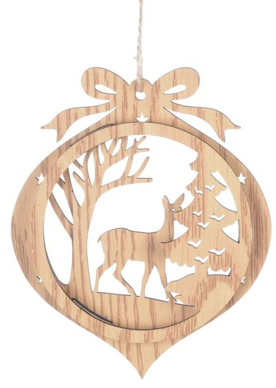 Natural Wood Onion Disc Ornament