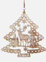 Natural Wood Hanging Stag Ornament