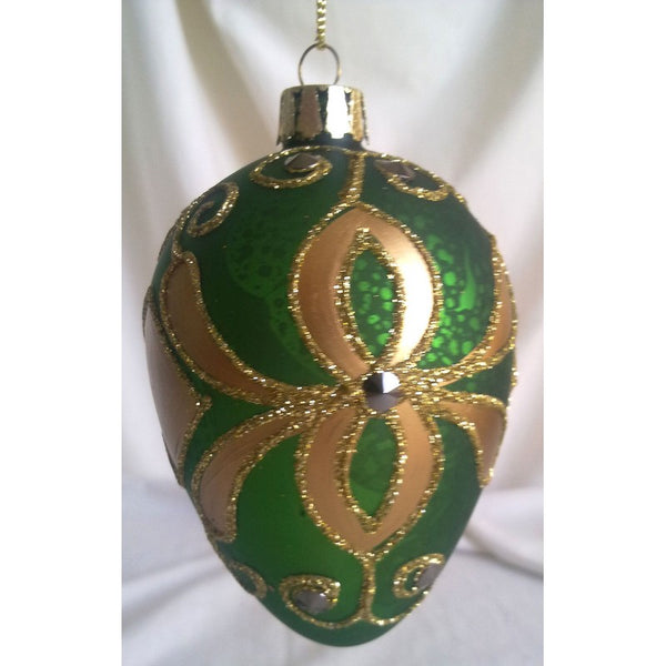 Green Egg shaped Glass Christmas ornament