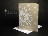 White Tryzub Snowflakes Christmas  Cards