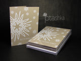 White Tryzub Snowflakes Christmas  Cards