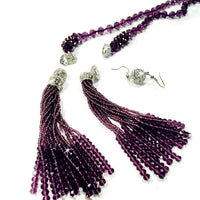 Magnetic Crystal Tassel  Necklace and Earring Set