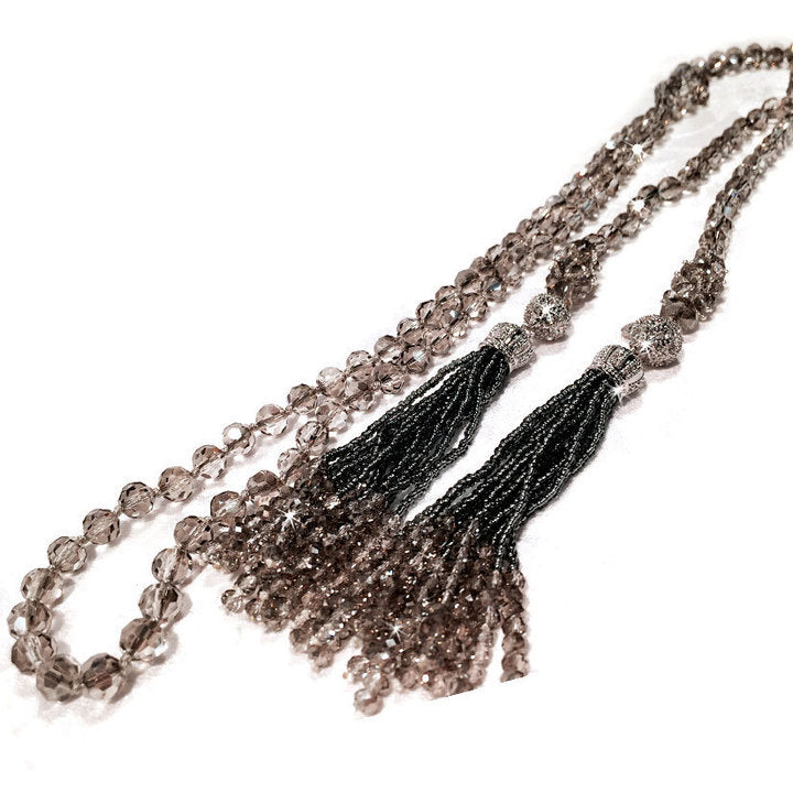 Magnetic Crystal Tassel  Necklace and Earring Set